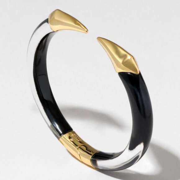 ALEXIS BITTAR,  LUCITE Black /Clear  PYRAMID HINGE CUFF BRACELET - Picture 5 of 5